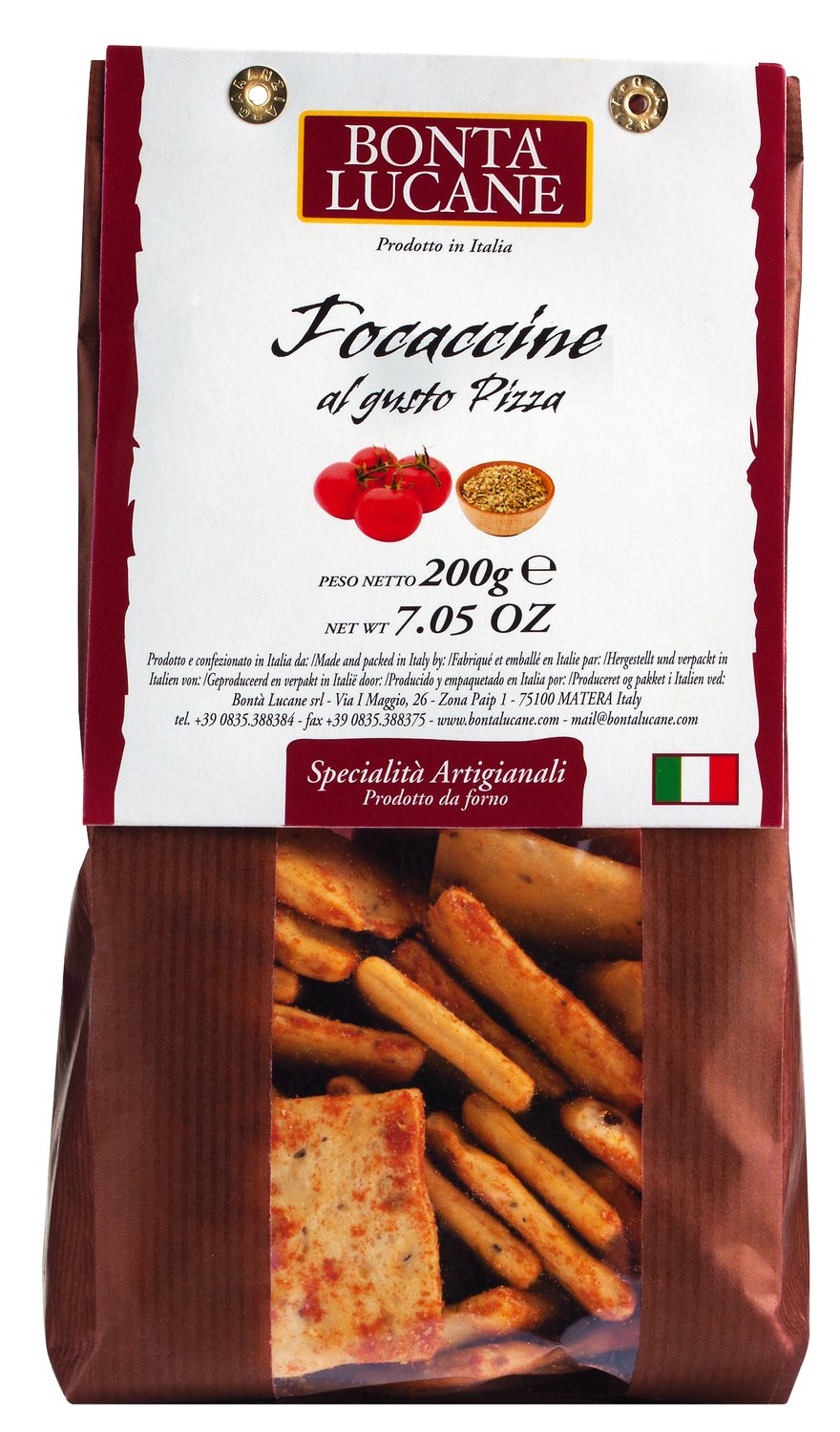 Focaccine al gusto Pizza, Salzgebäck mit Tomate und Oregano
