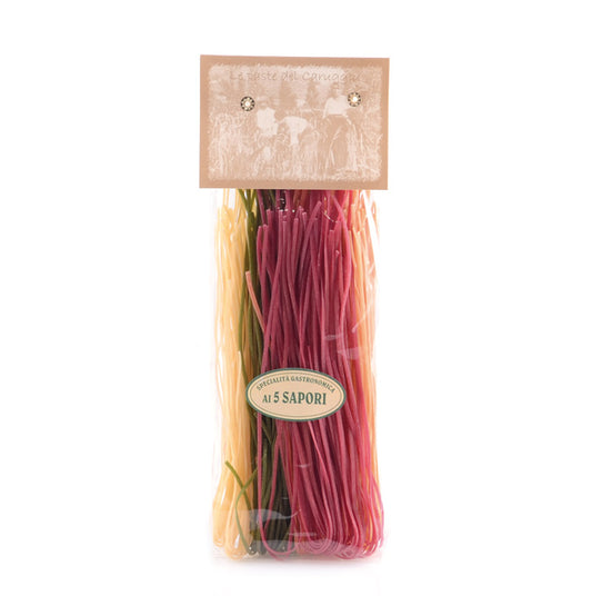 Tagliolini al 5 Sapori, Bandnudeln in 5 Farben